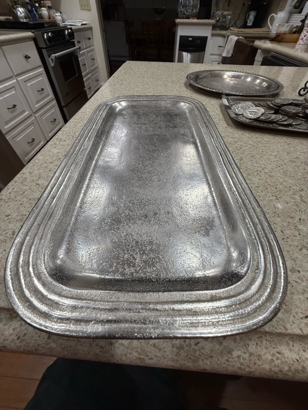 1 - Silver style non magnetic Serving Tray/ No watches or money or ring!